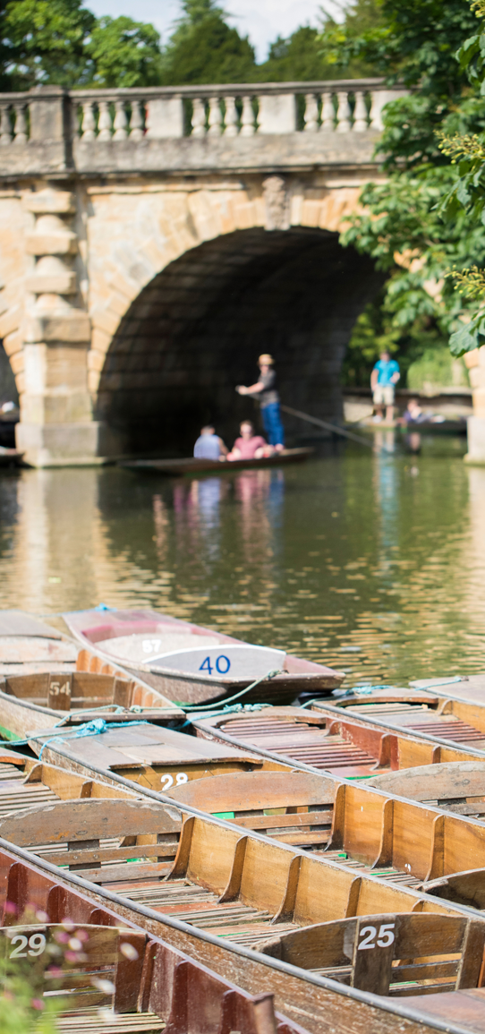 Punts on the River Cherwell in Oxford, England.