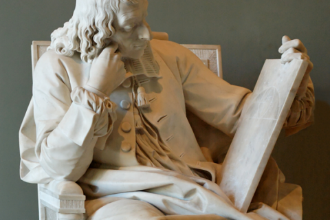  Augustin Pajou's sculpture of Blaise Pascal studying the cycloid, which is engraved on the tablet he is holding in his left hand.