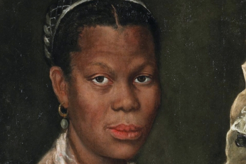Close up of "Portrait of an African Slave" by Annibale Carracci