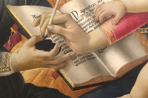 Close-up of Sandro Botticelli's painting "Madonna of the Magnificat."