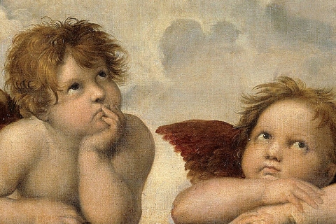 A Raffael painting of bored-looking angels