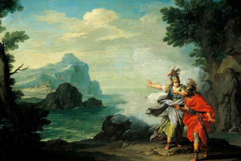  Giuseppe Bottani's eighteenth-century painting, "Athena revealing Ithaca to Ulysses."