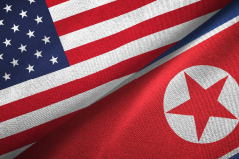 us and North Korean flag